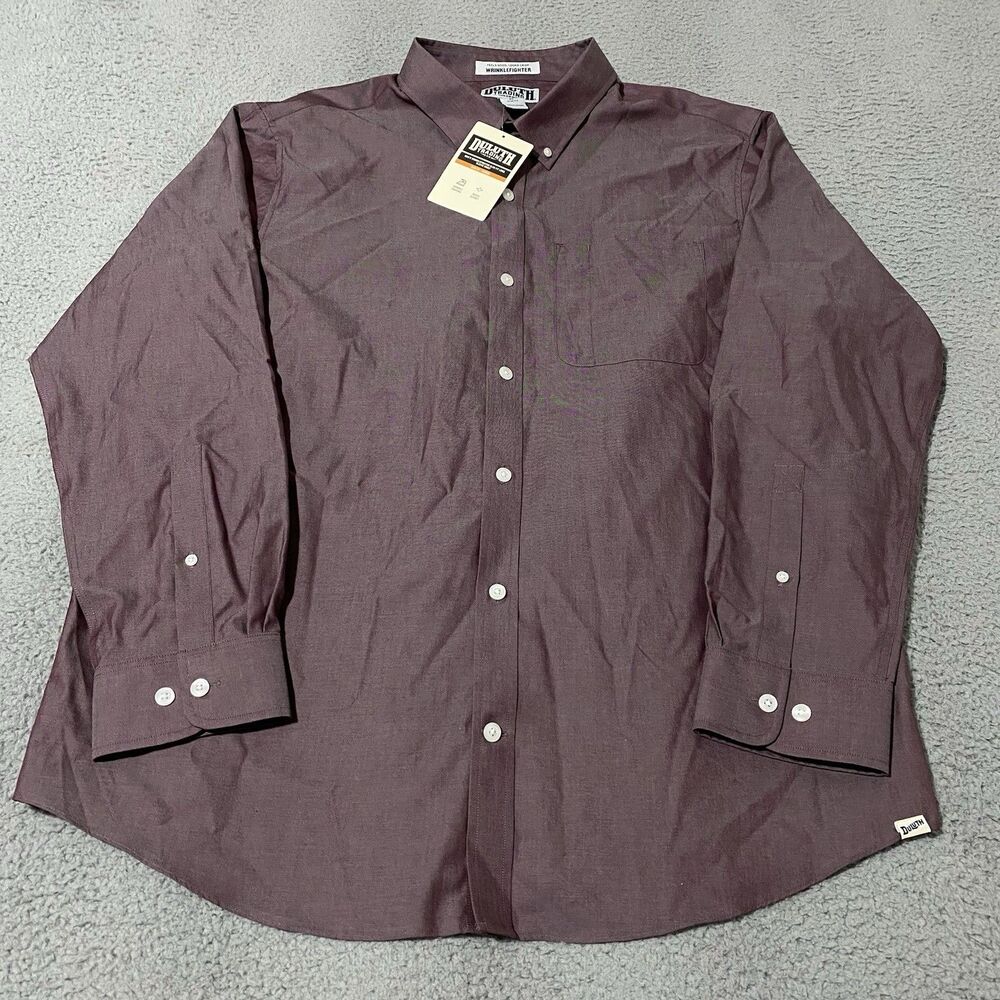 Duluth Wrinklefighter Shirt Men XL Purple Button Slim Fit Long Sleeve Casual NEW